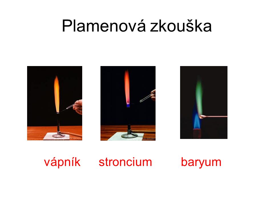 Plamenová zkouška vápník stroncium baryum