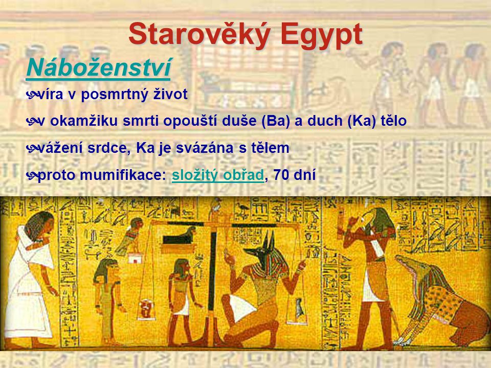 Starověký Egypt Náboženství víra v posmrtný život
