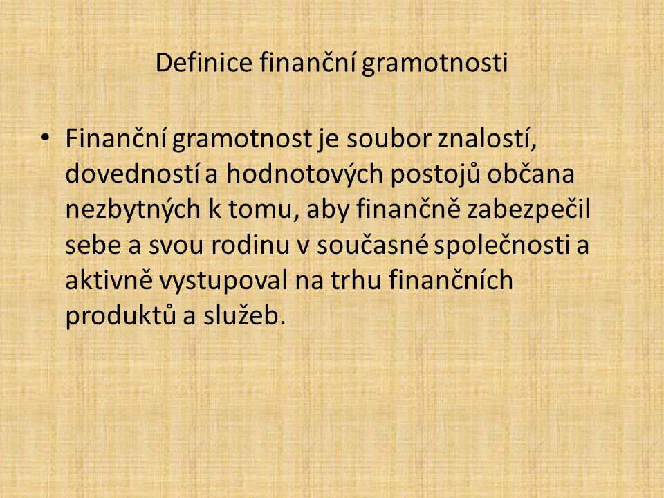 Definice finanční gramotnosti