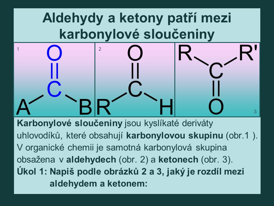 Aldehydy a ketony patří mezi karbonylové sloučeniny