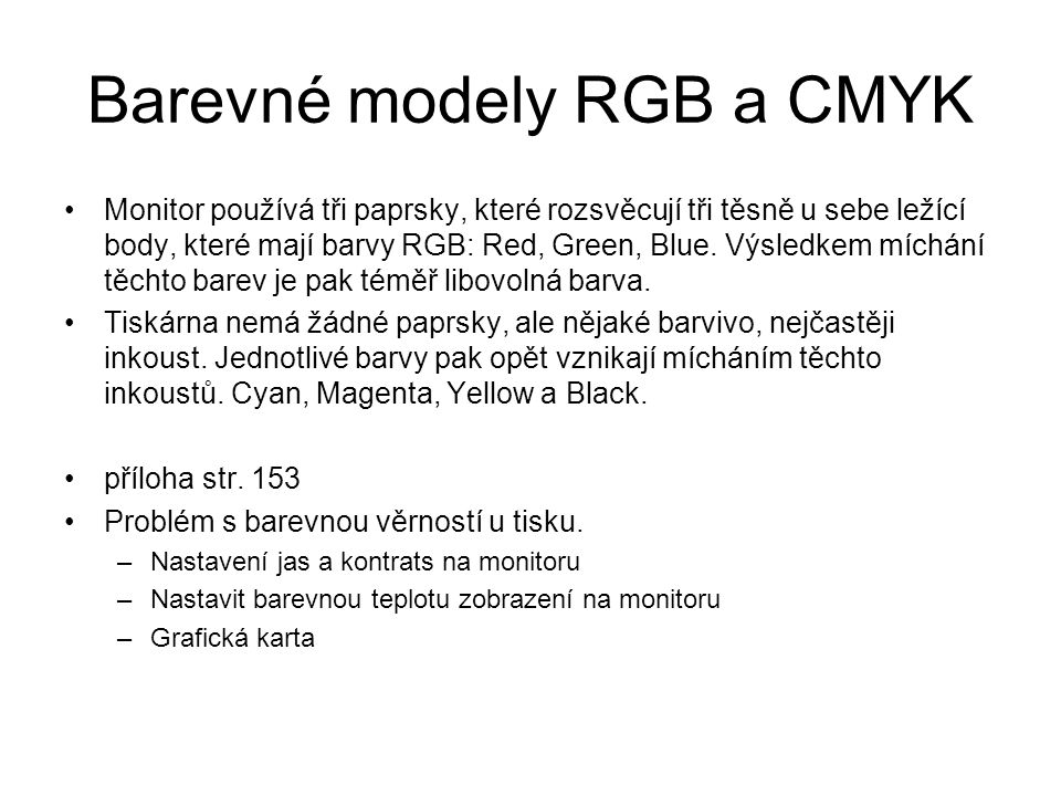 Barevné modely RGB a CMYK