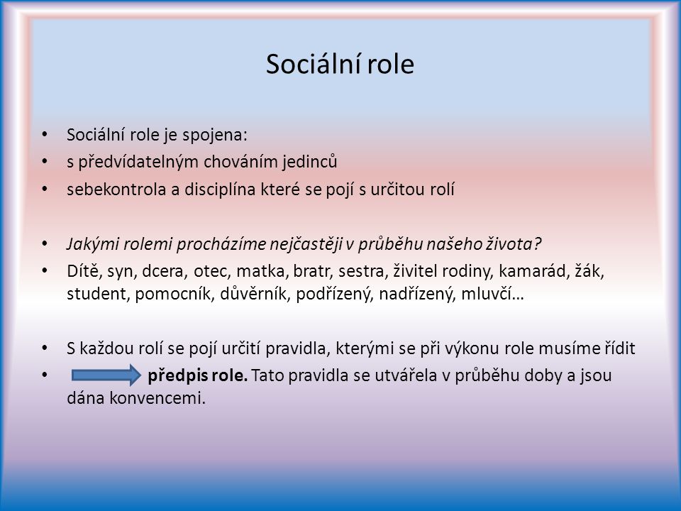 Co je to sociální role?
