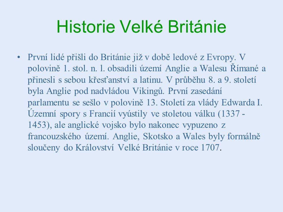 Historie Velké Británie