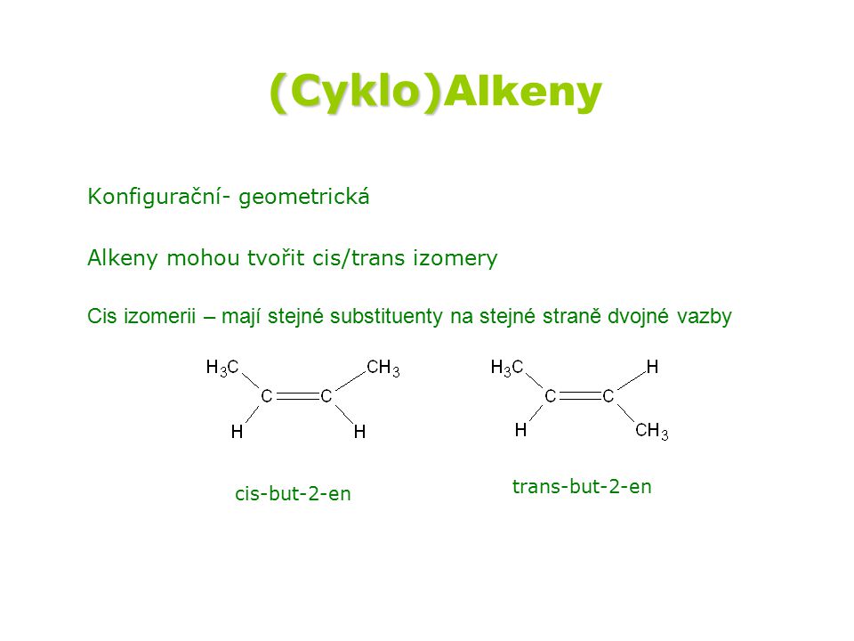 (Cyklo)Alkeny Konfigurační- geometrická