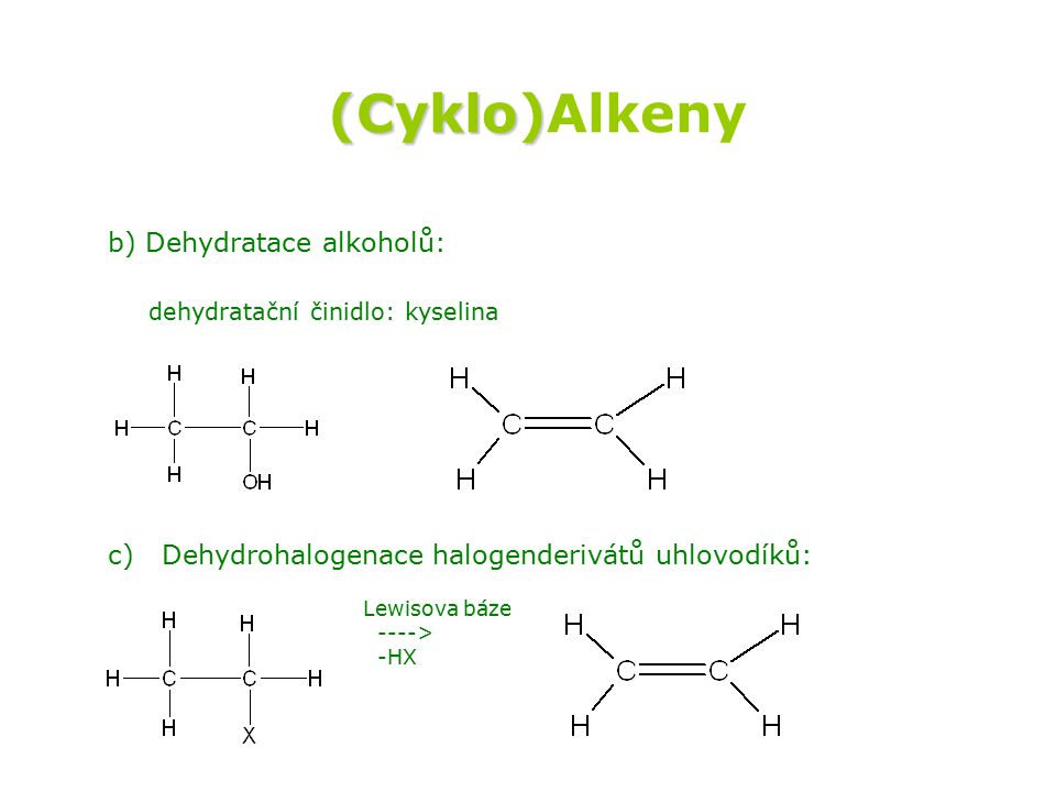 (Cyklo)Alkeny b) Dehydratace alkoholů: