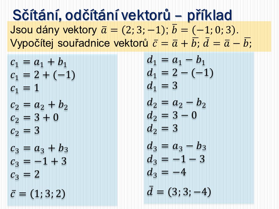 Sčítání, odčítání vektorů – příklad
