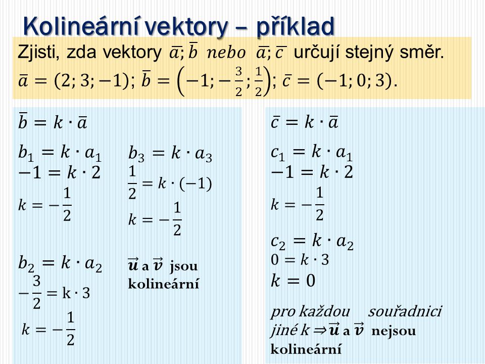 Kolineární vektory – příklad
