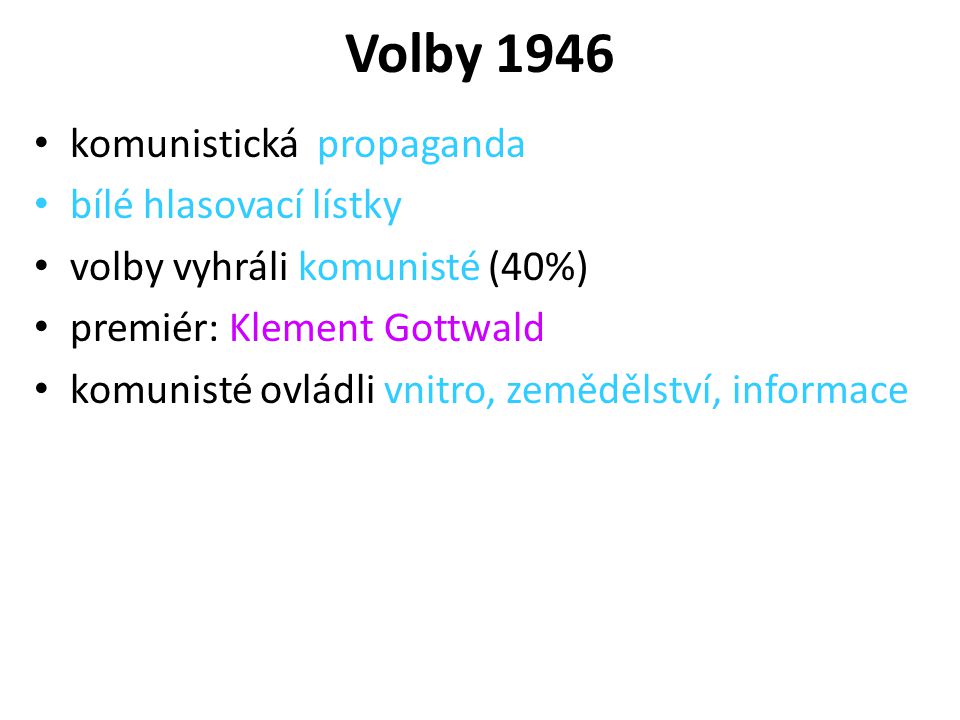 Volby 1946 komunistická propaganda bílé hlasovací lístky