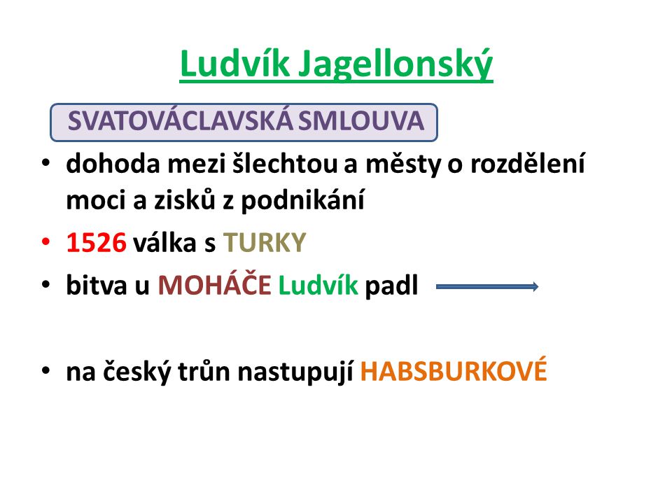 Ludvík Jagellonský SVATOVÁCLAVSKÁ SMLOUVA