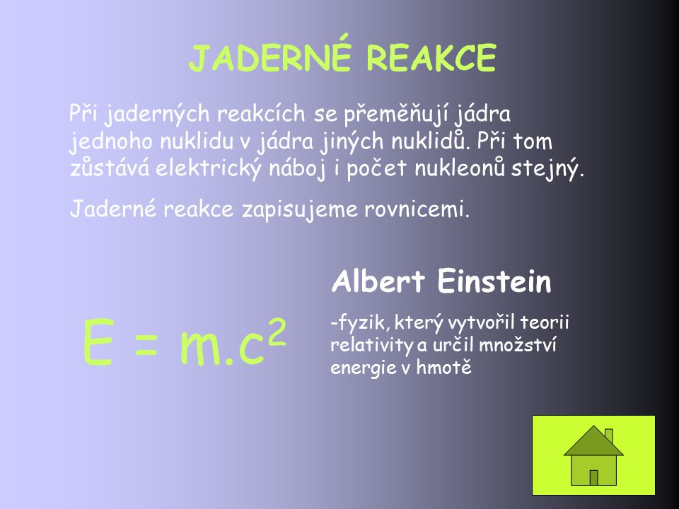 E = m.c2 JADERNÉ REAKCE Albert Einstein