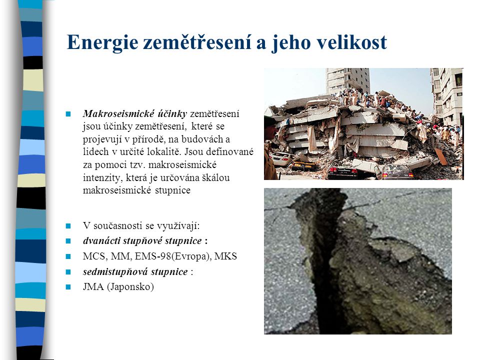 Energie zemětřesení a jeho velikost