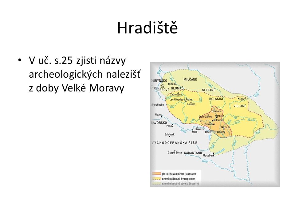 Hradiště V uč. s.25 zjisti názvy archeologických nalezišť z doby Velké Moravy