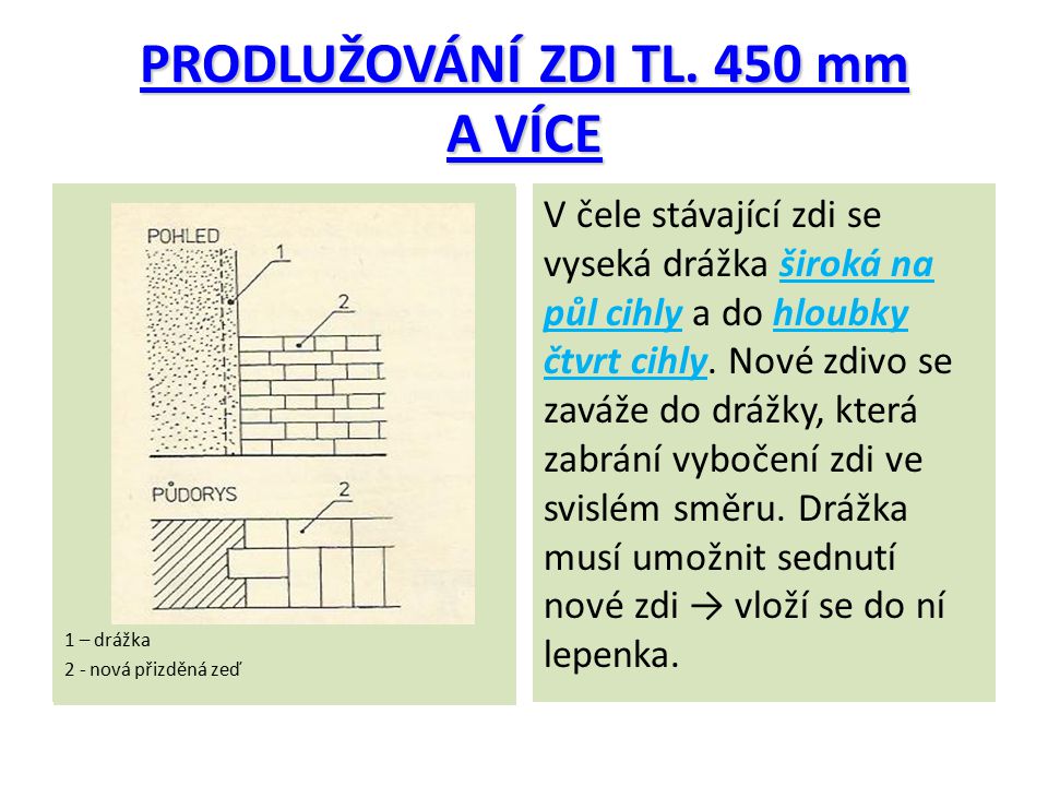 PRODLUŽOVÁNÍ ZDI TL. 450 mm A VÍCE