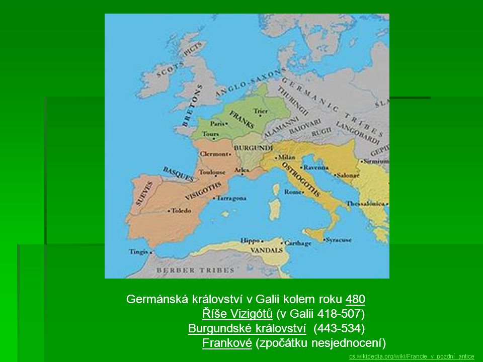 Germánská království v Galii kolem roku 480