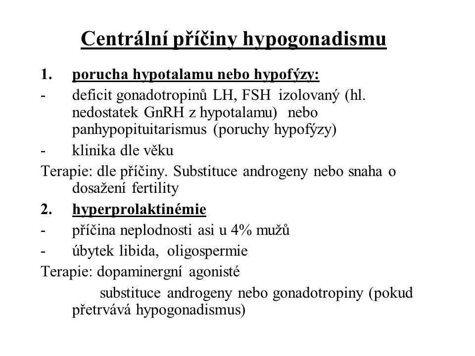 Centrální příčiny hypogonadismu