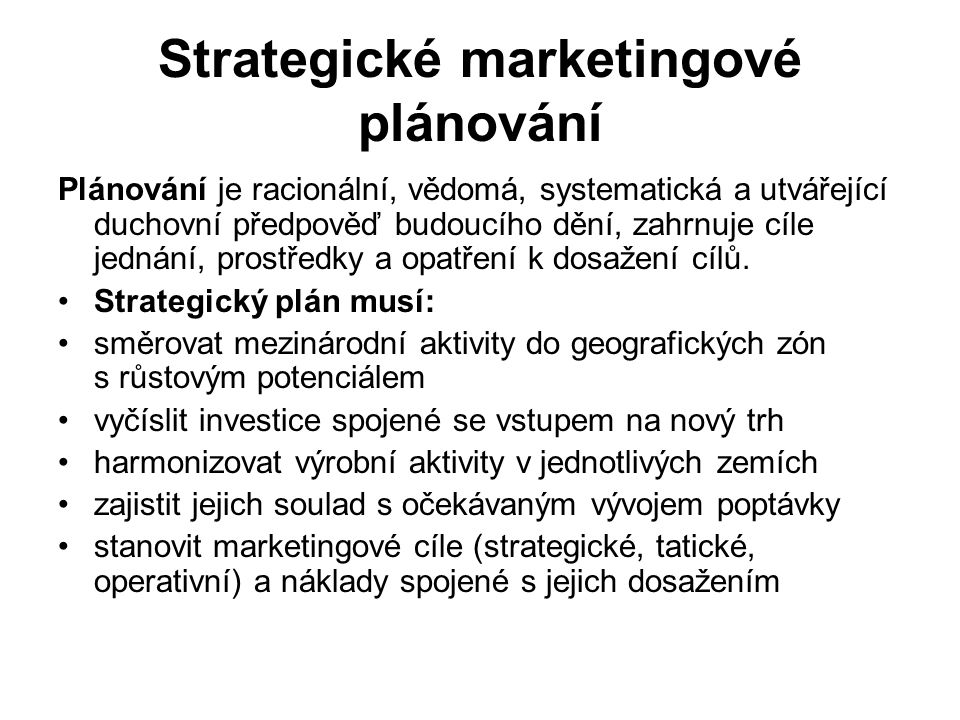 Strategické marketingové plánování
