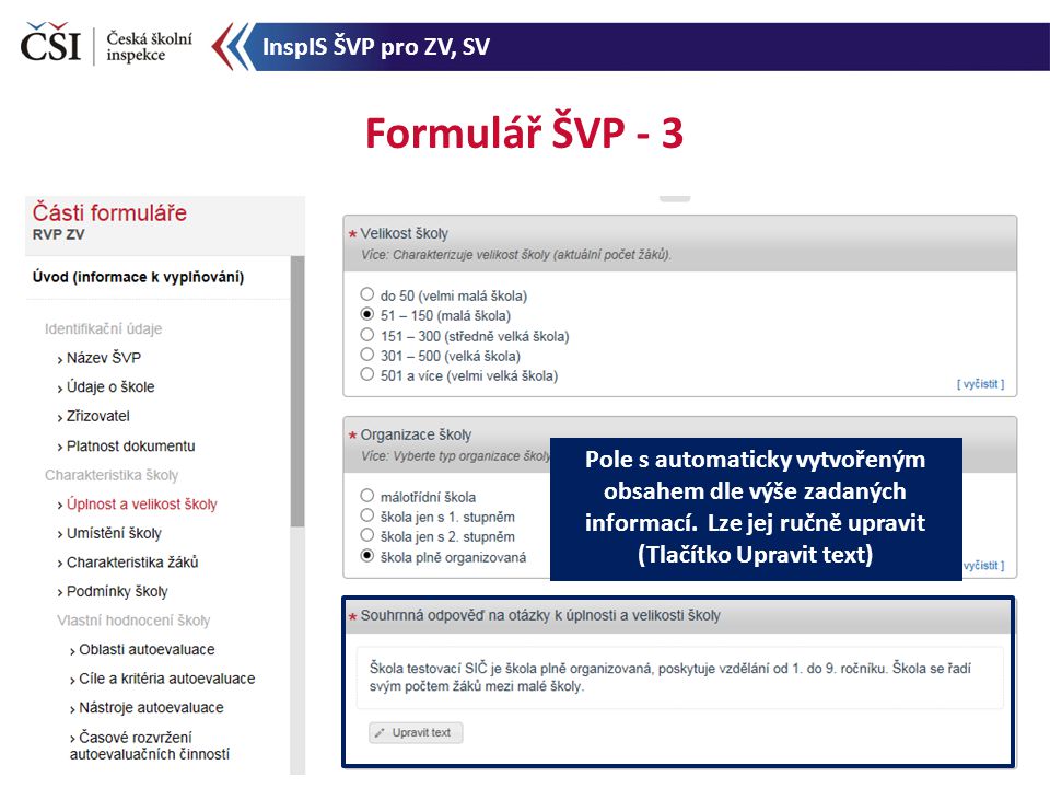 Formulář ŠVP - 3 InspIS ŠVP pro ZV, SV