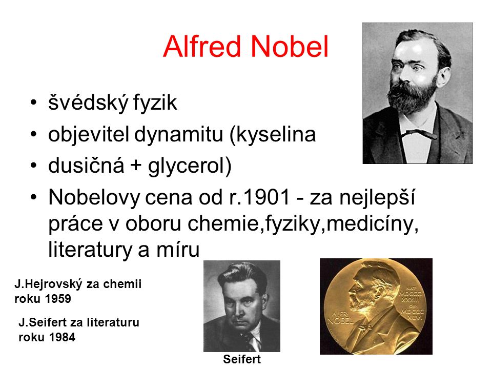 Alfred Nobel švédský fyzik objevitel dynamitu (kyselina