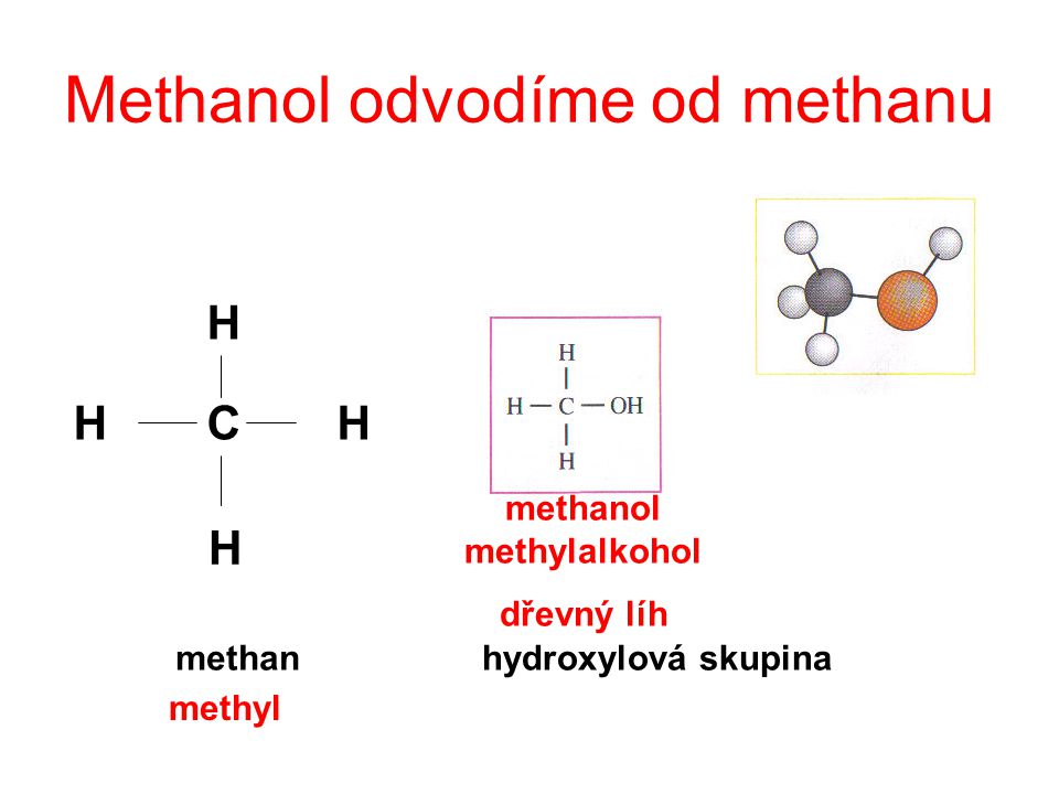 Methanol odvodíme od methanu