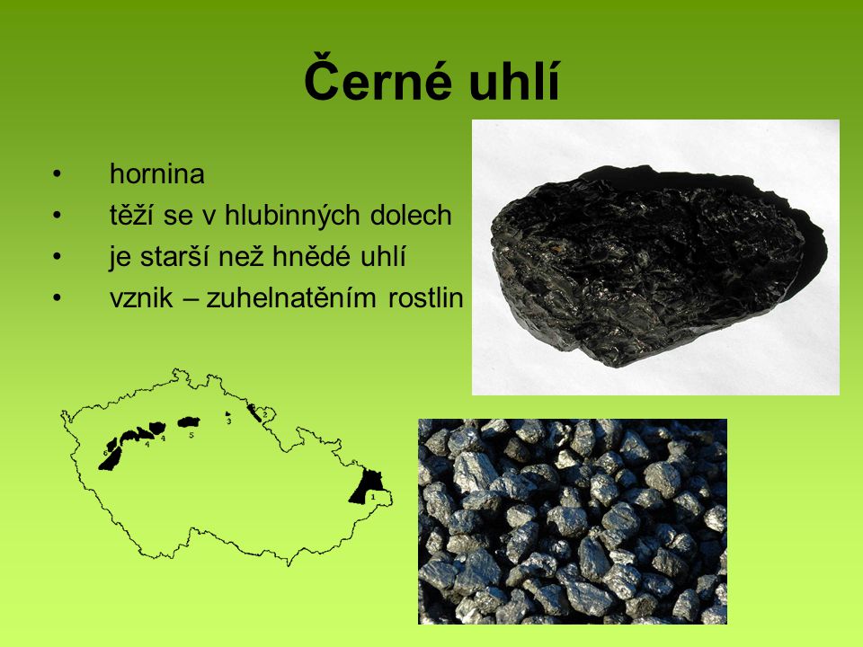 Černé uhlí hornina těží se v hlubinných dolech
