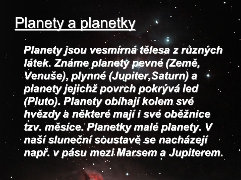 Planety a planetky