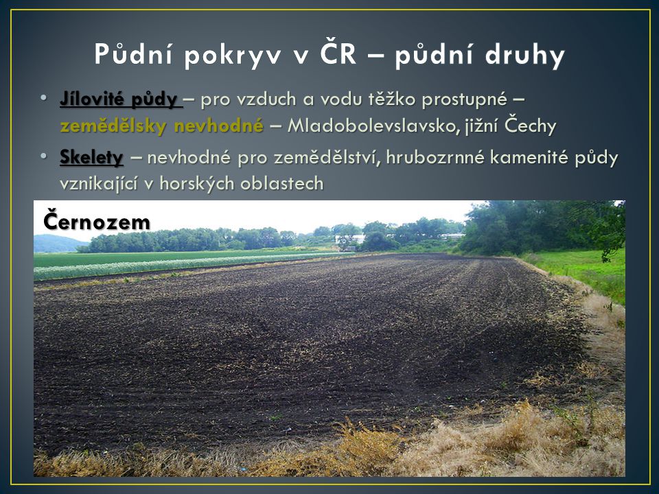 Půdní pokryv v ČR – půdní druhy