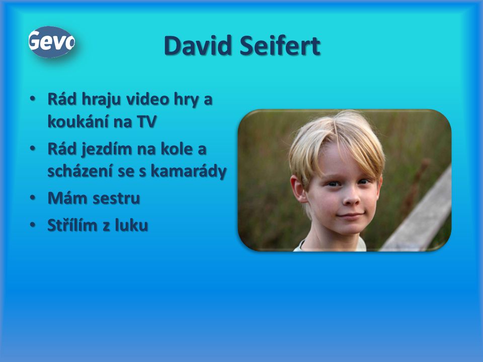 David Seifert Rád hraju video hry a koukání na TV