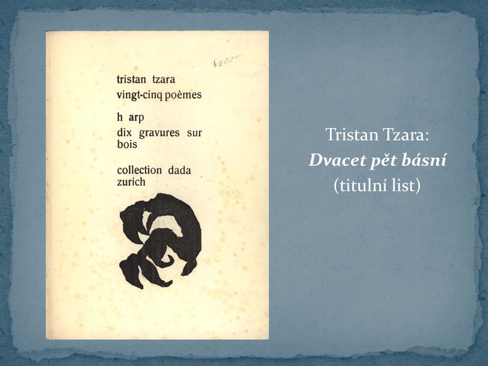 Tristan Tzara: Dvacet pět básní (titulní list)