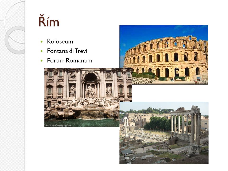 Řím Koloseum Fontana di Trevi Forum Romanum