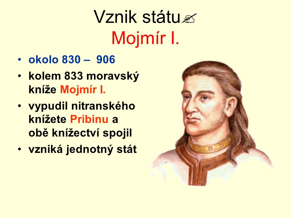 Vznik státu Mojmír I. okolo 830 – 906