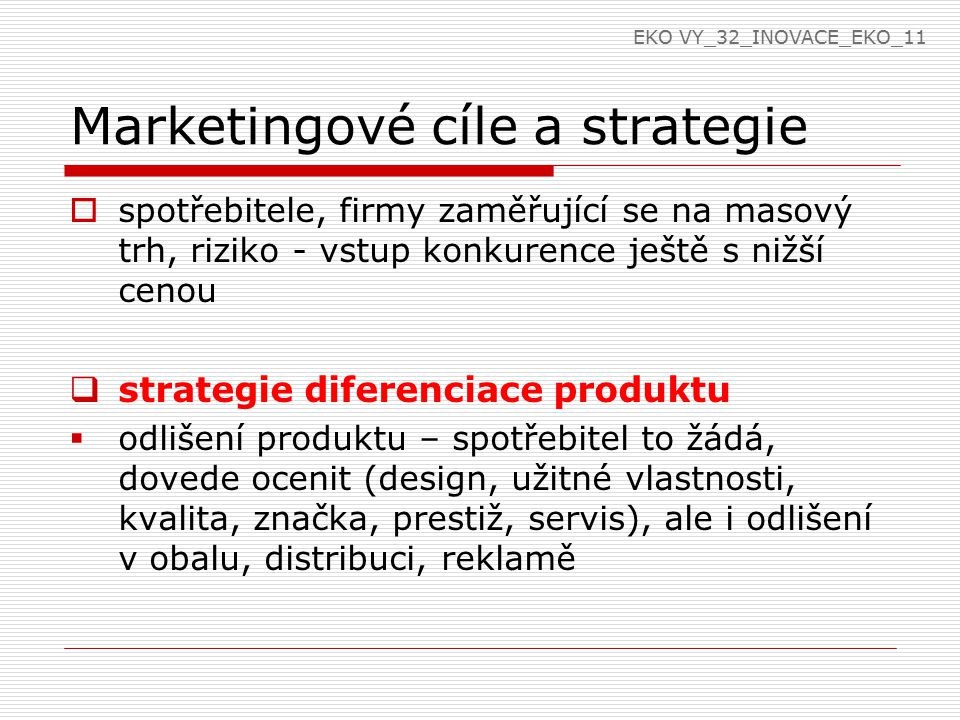 Marketingové cíle a strategie