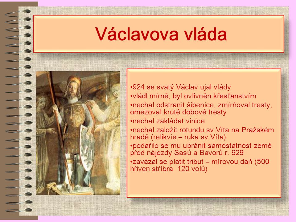 Václavova vláda 924 se svatý Václav ujal vlády