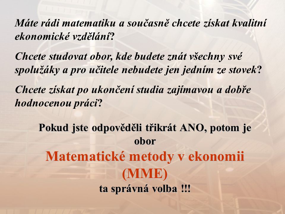 Matematické metody v ekonomii (MME)