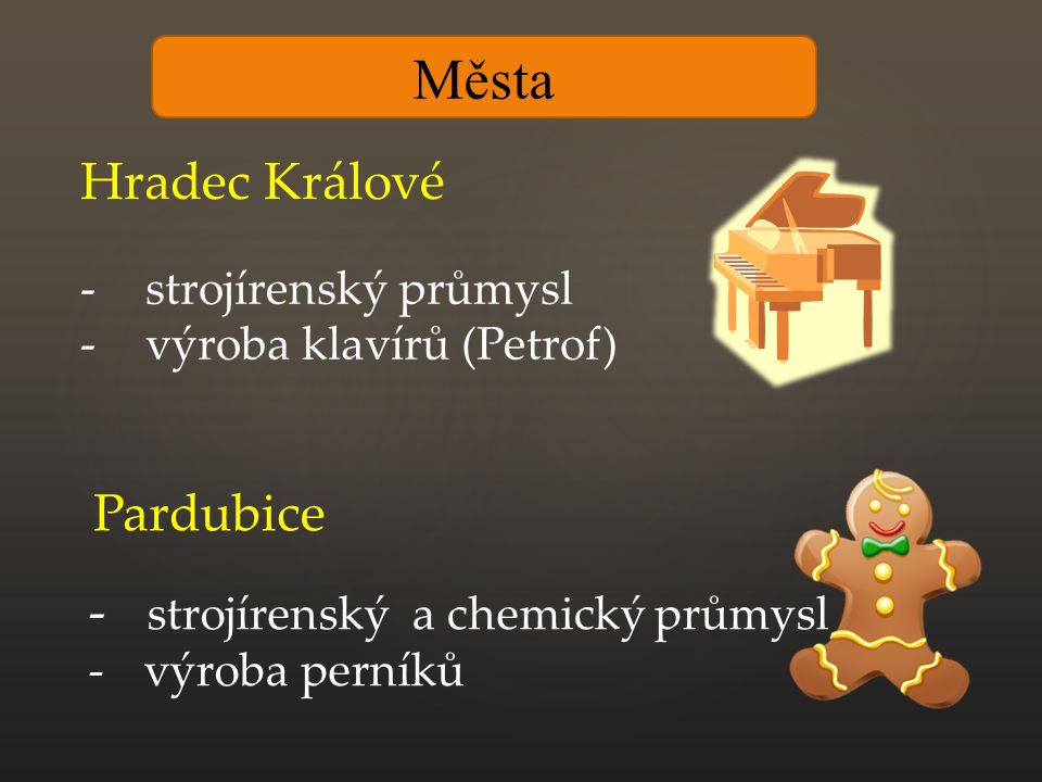 Města Hradec Králové Pardubice strojírenský a chemický průmysl