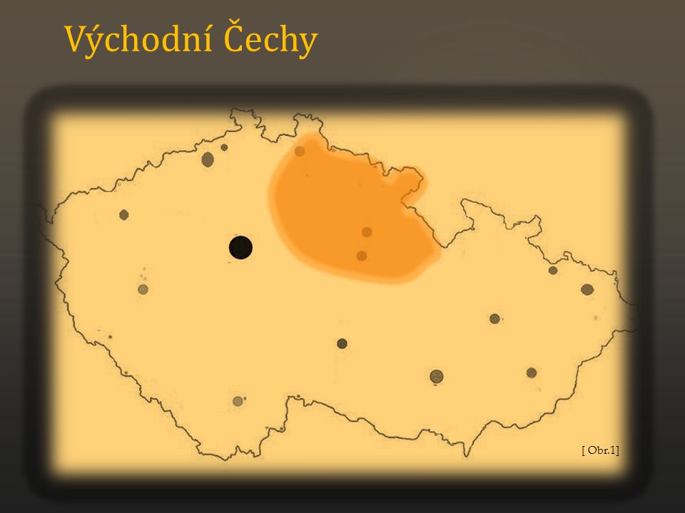 Východní Čechy Po kliknutí myší se zobrazí oblast východních Čech.
