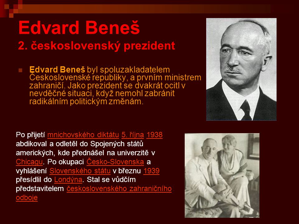 Edvard Beneš 2. československý prezident