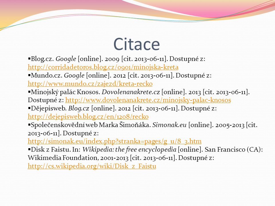 Citace Blog.cz. Google [online] [cit ]. Dostupné z: