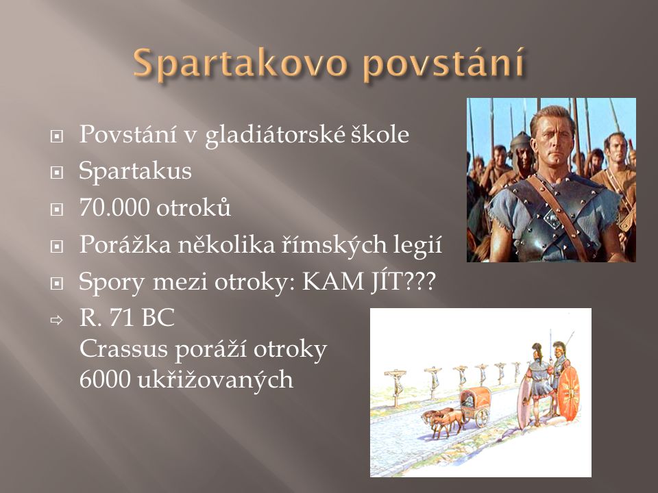 Spartakovo povstání Povstání v gladiátorské škole Spartakus
