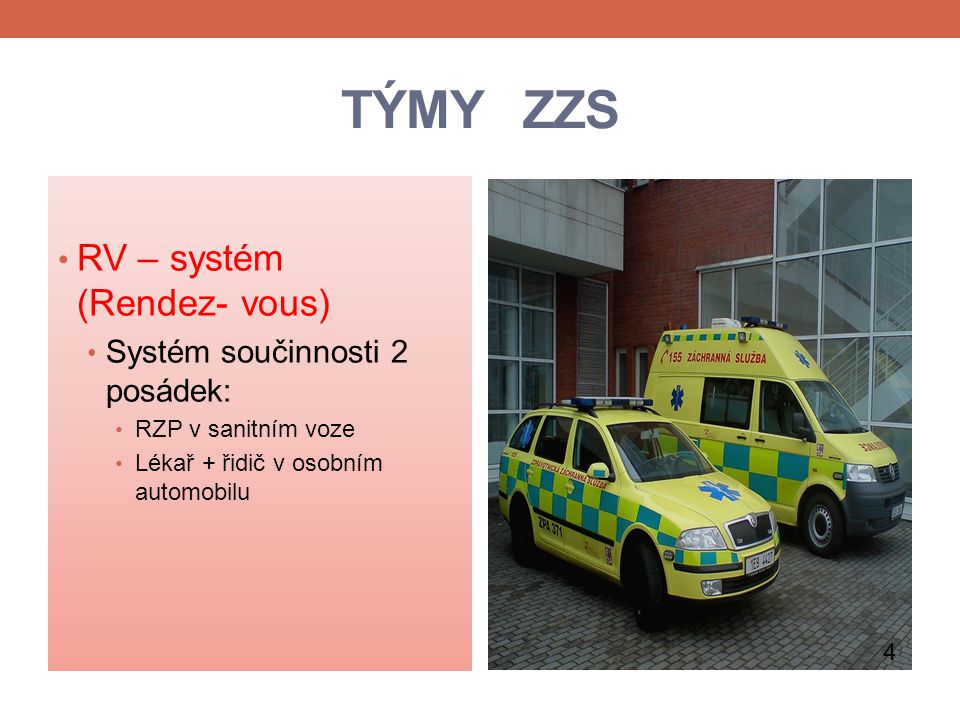 TÝMY ZZS RV – systém (Rendez- vous) Systém součinnosti 2 posádek: