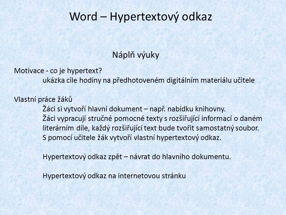 Word – Hypertextový odkaz
