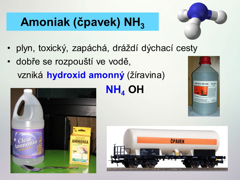 Amoniak (čpavek) NH3 NH4 OH