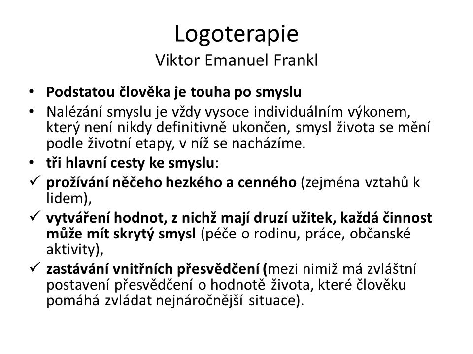 Logoterapie Viktor Emanuel Frankl