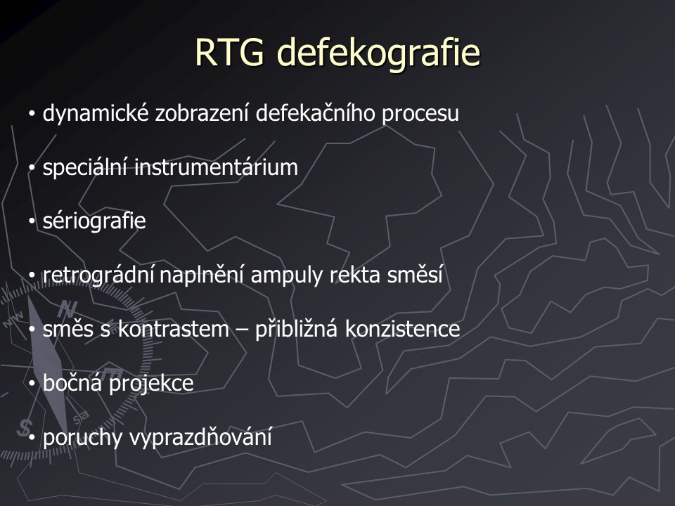 RTG defekografie dynamické zobrazení defekačního procesu