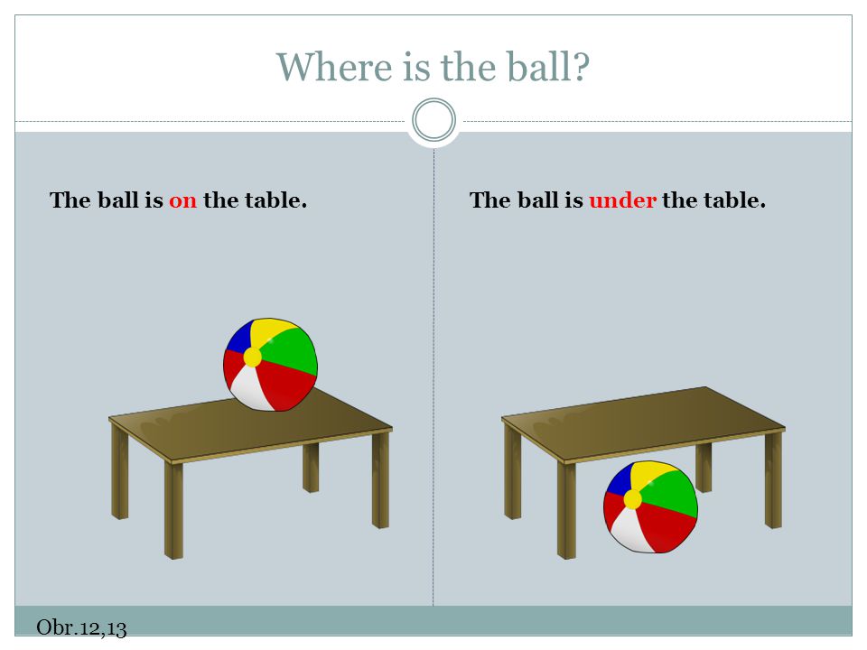 Where is the ball The ball is on the table.
