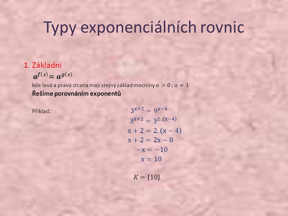 Typy exponenciálních rovnic