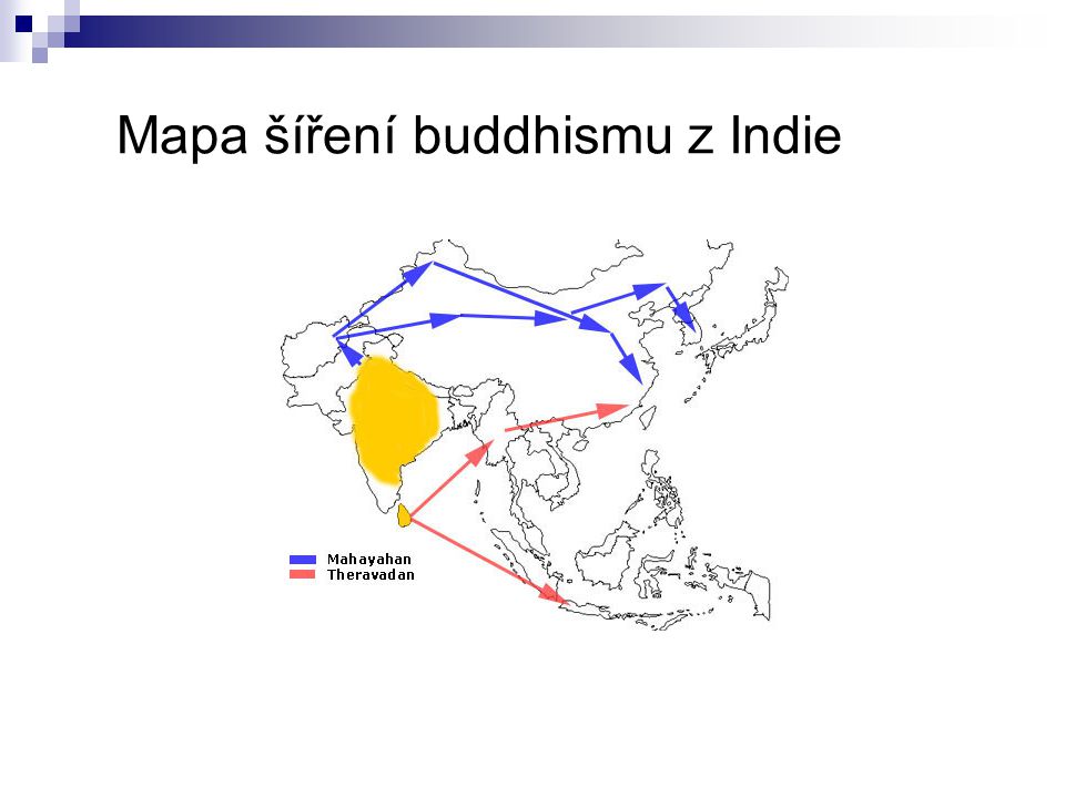 Mapa šíření buddhismu z Indie