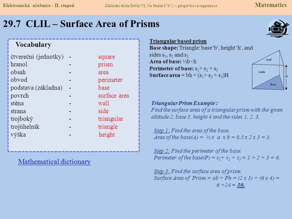 29.7 CLIL – Surface Area of Prisms