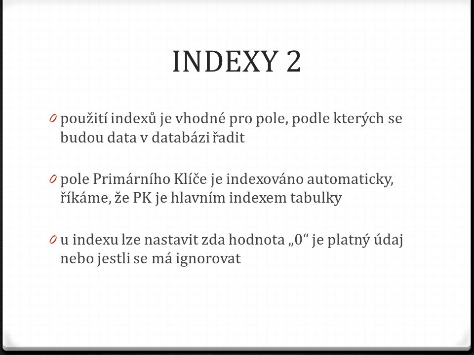 Co je to index v databázi?
