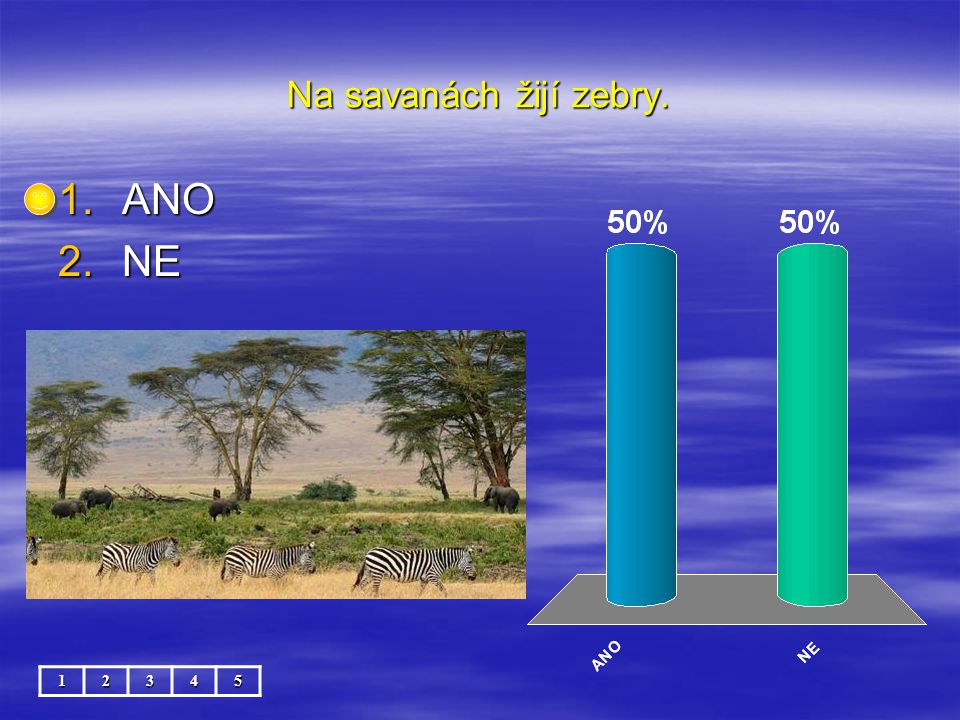 Na savanách žijí zebry. ANO NE