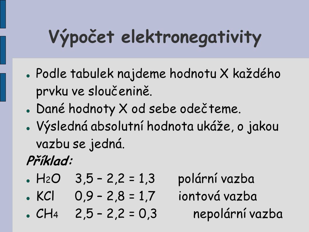 Výpočet elektronegativity